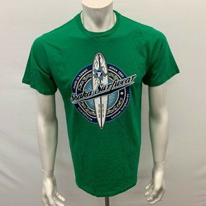 Shaka Surfwear Men's T Shirt Size Medium Cotton Green Crew Neck Short Sleeve Gra
